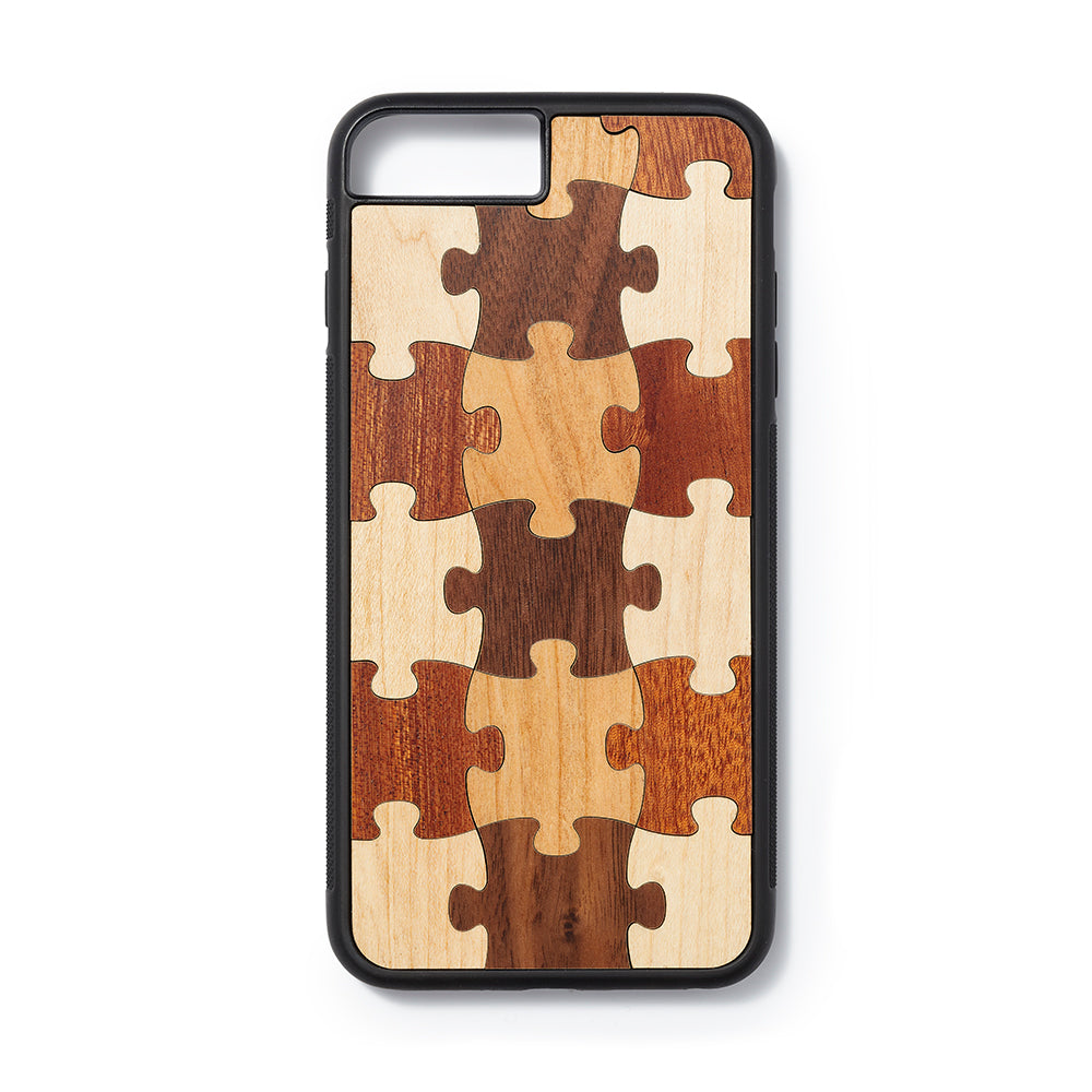 Iphone 7 en 8 plus back case puzzle design - Woodstylz