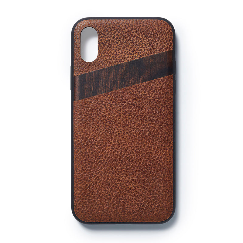 iPhone  X back case leather and sandalwood - Woodstylz